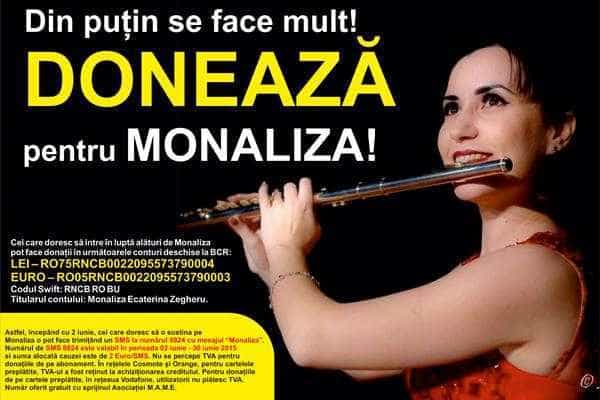Donaţiile pentru Monaliza Zegheru se pot face acum şi prin SMS