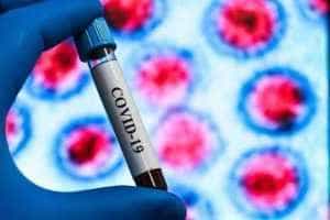 Testing on COVID-19. A tube of blood for the detection of coronavirus SARS-CoV-2.
