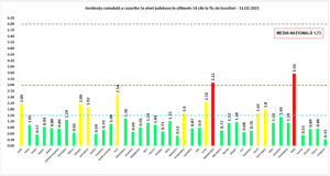 Vaccinarea și respectarea măsurilor de protecție antiCovid - județul Argeș are rata de incidență 0,57 6 Covid-19. Grafic infectări 11.02.2021