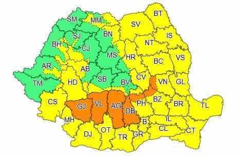 Noi avertizări meteo. Argeșul, sub cod portocaliu de furtuni