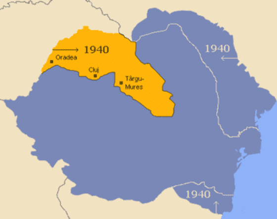 Harta Romaniei după Diktatul de la Viena