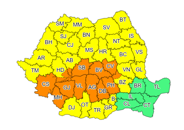 ANM: Argeșul se află sub cod portocaliu de ploi abundente