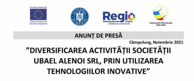 Anunț: Diversificarea activității societății Ubael Alenoi SRL prin utilizarea tehnologiilor inovative