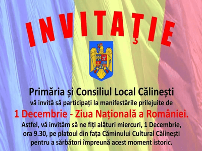 Ziua Națională a României, sărbătorită la Călinești!