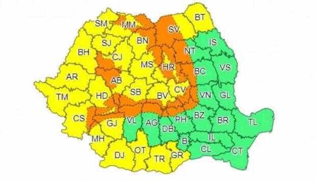 Cod portocaliu de viscol în nordul județului Argeș