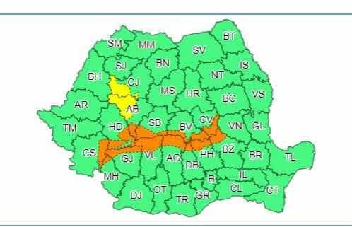 Cod portocaliu de viscol în nordul Argeșului
