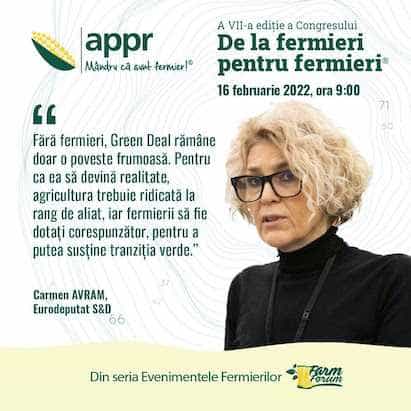 Carmen AVRAM, Eurodeputat S&D, speaker în cadrul Congresului Fermierilor, 16 februarie 2022, ora 9.00