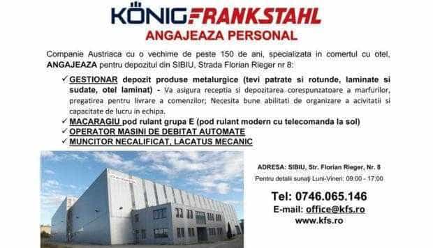 Konig Frankstahl angajează personal