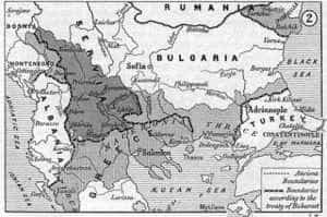 Modificările teritoriale în urma Păcii de la București din 1913.