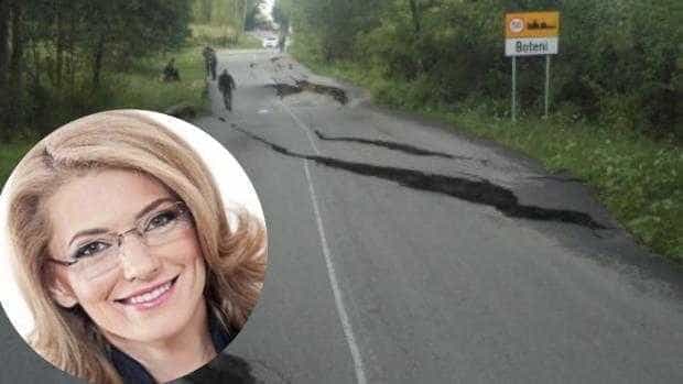 Drumul Național 73D (Davidești – Suslănești) va fi reabilitat. Alina Gorghiu: “Îmi e rușine că avem așa drumuri”