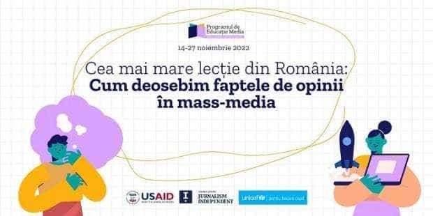 Centrul pentru Jurnalism Independent și UNICEF invită profesorii și elevii la cea mai mare lecție de educație media din România