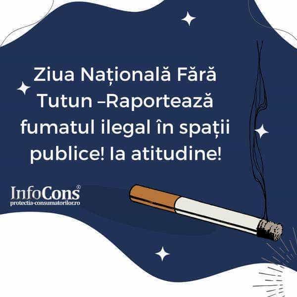 17 noiembrie, Ziua Națională Fără Tutun –Raportează fumatul ilegal în spații publice!