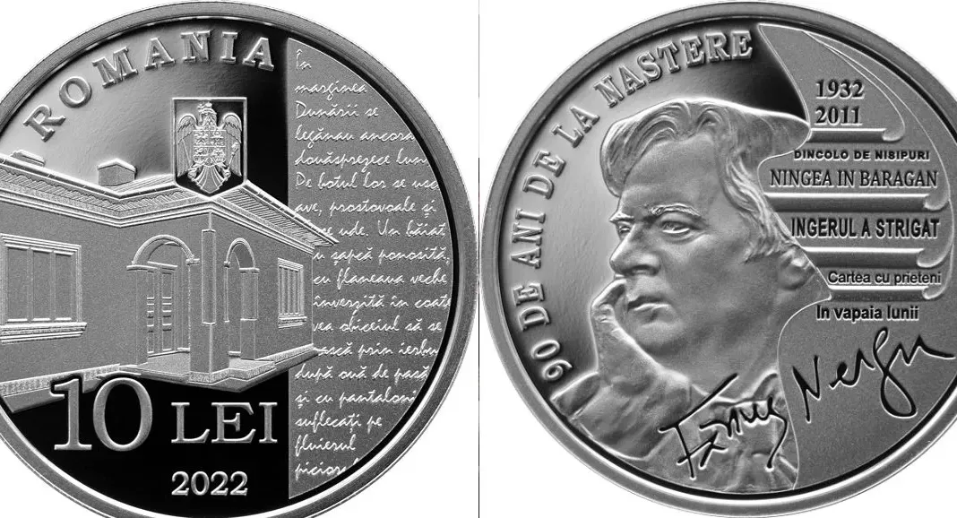 BNR lansează o monedă cu ocazia a 90 de ani de la nașterea lui Fănuș Neagu