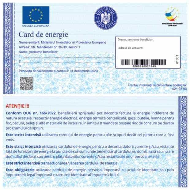 MIPE: A fost aprobat modelul cardului de energie, prin care românii vulnerabili vor fi sprijiniţi cu 1.400 de lei