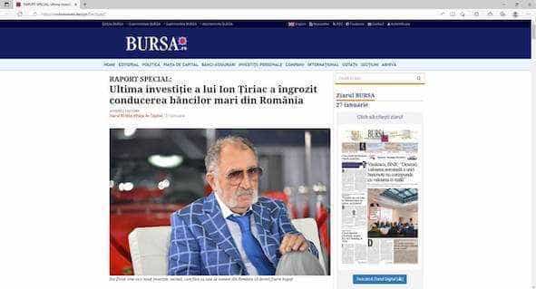 Imagine falsă a ziarului online Bursa.ro