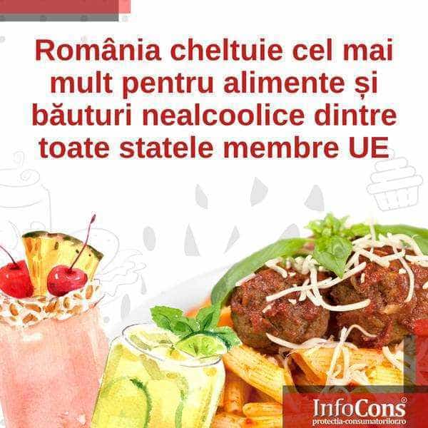 InfoCons: România cheltuie cel mai mult pentru alimente și băuturi nealcoolice dintre toate statele membre UE