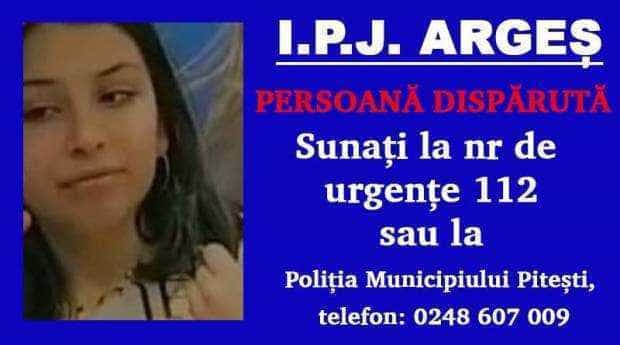 O fată din Pitești e dată dispărută. Poliția face apel la populație