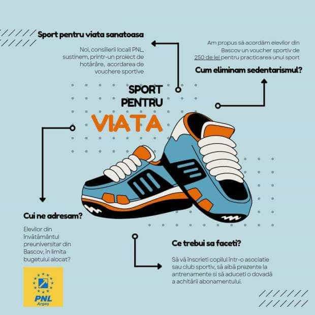 Vouchere de 250 lei pentru elevii sportivi din Bascov. Liberalii au depus proiect