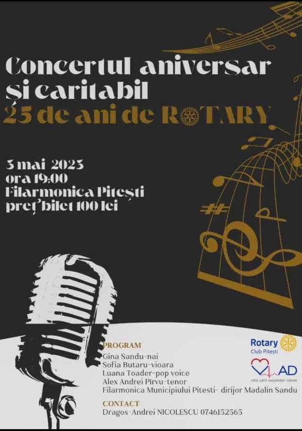 Concert aniversar și caritabil în organizarea Rotary Club Pitești