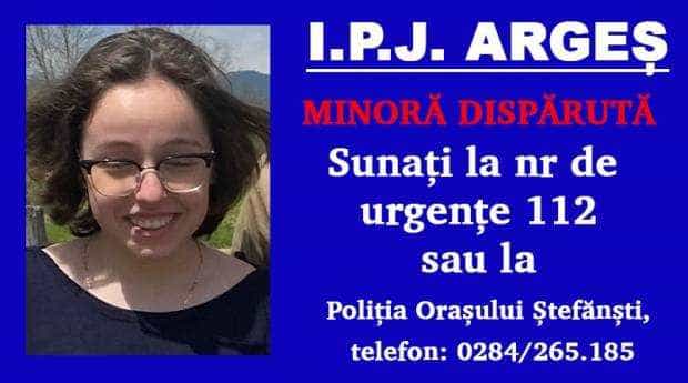 Argeș. Minoră dispărută