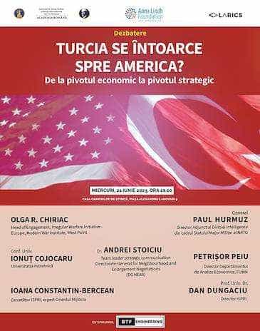 Dezbatere ISPRI: „TURCIA SE ÎNTOARCE SPRE AMERICA?  De la pivotul economic la pivotul strategic”