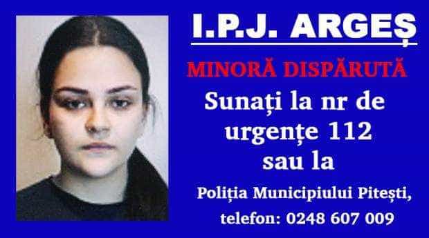 Pitești. Minoră dispărută. Poliția face căutări