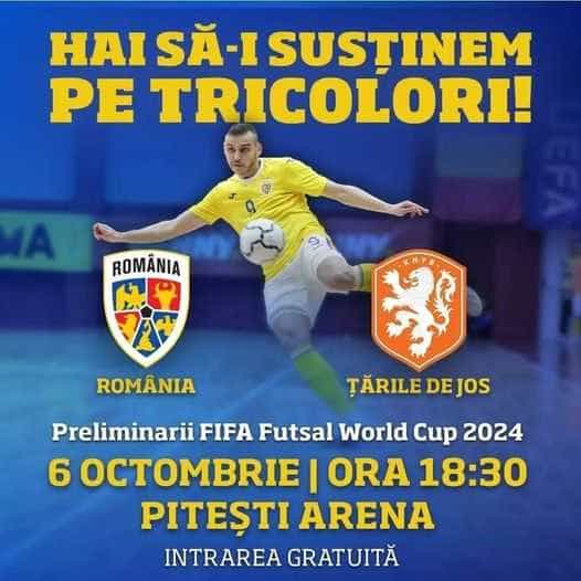 Fotbal în sală la Pitești Arena. Cu cine joacă vineri România