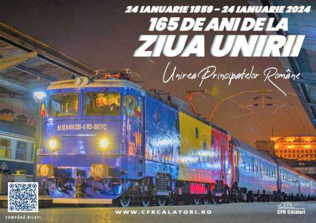 Trenul Unirii, vopsit în culorile drapelului, circulă pe ruta București-Iași
