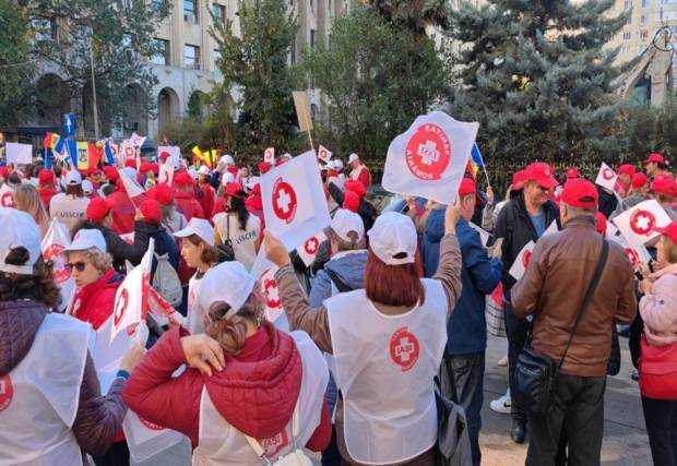 Protest SANITAS, astăzi, în faţa Ministerului Muncii