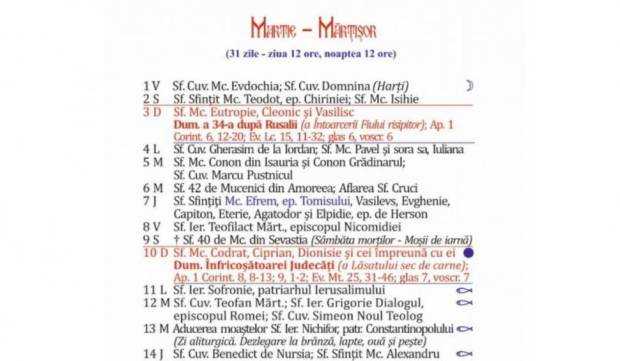Anunţul Arhiepiscopiei Romanului: Calendare ortodoxe, tipărite greşit