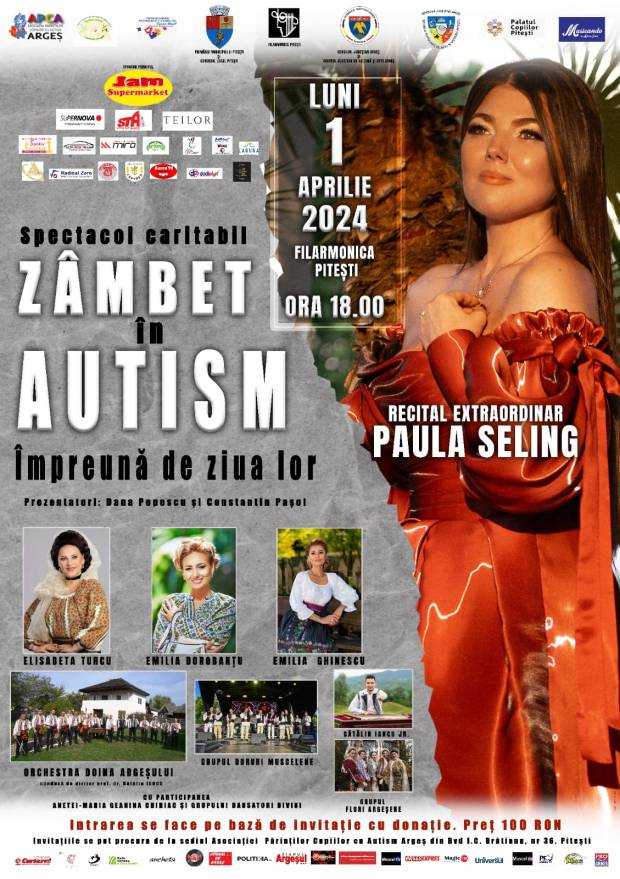 ”Zâmbet în Autism – Împreună de ziua lor”, spectacol la Filarmonica Pitești