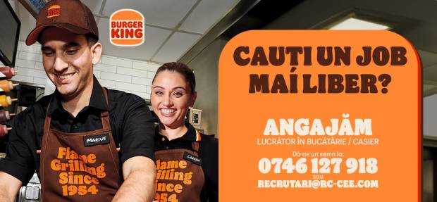 Burger King: locul joburilor flexibile, în curând și în Argeș Mall