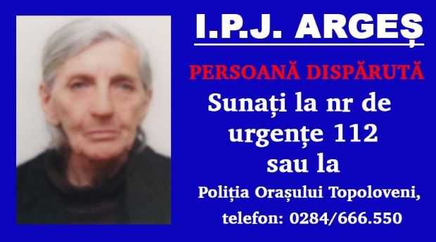 O femeie de 78 de ani a dispărut din parcarea unui supermarket din Ștefănești. Familia o caută