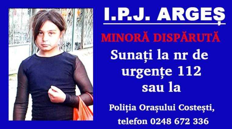 Argeș. O fată de 9 ani, Mălina, e dată dispărută