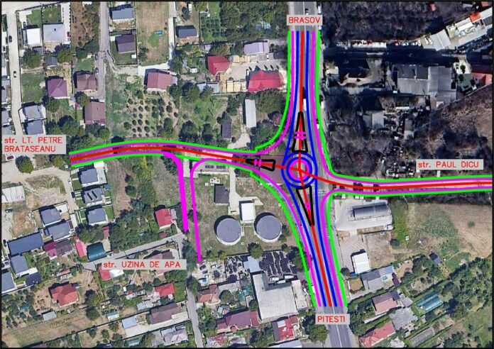 Pitești. Sensul giratoriu de pe locul Uzinei de Apă va fluidiza traficul rutier