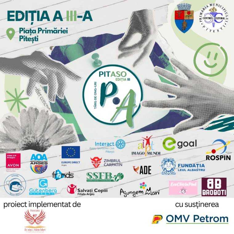 Târgul de ONG-uri „PITASO III – Voluntari pentru comunitate”, pe 9 septembrie, la Pitești!