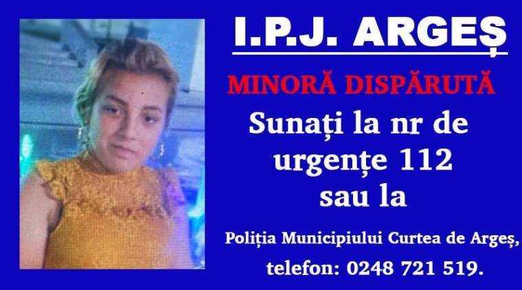 Argeș. Minoră dispărută