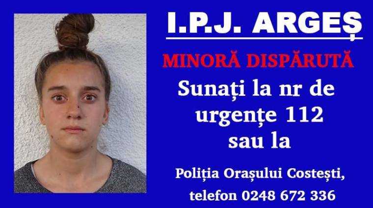 O fată de 13 ani din Argeș e dată dispărută. Ați văzut-o?