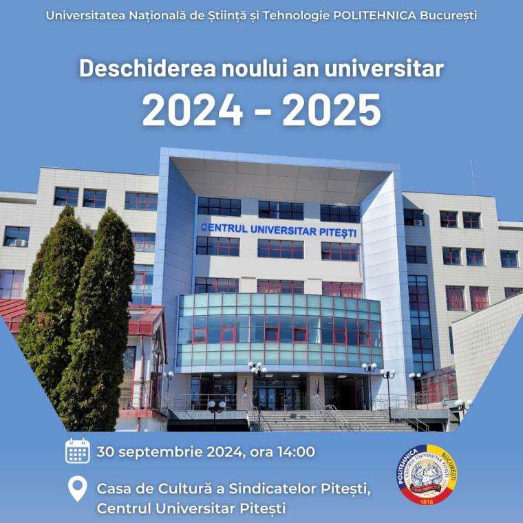 Salvează data! Deschiderea anului universitar, pe 30 septembrie, la Casa de Cultură a Sindicatelor Pitești