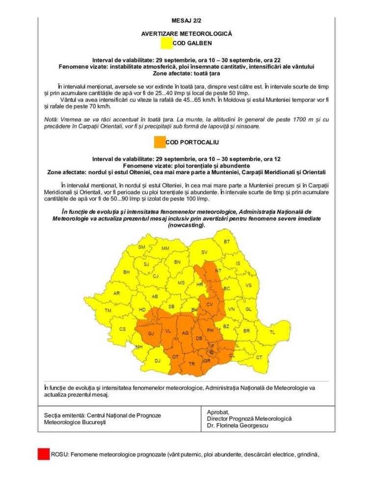 Cod portocaliu în Argeș. Salvamontiștii sunt în alertă