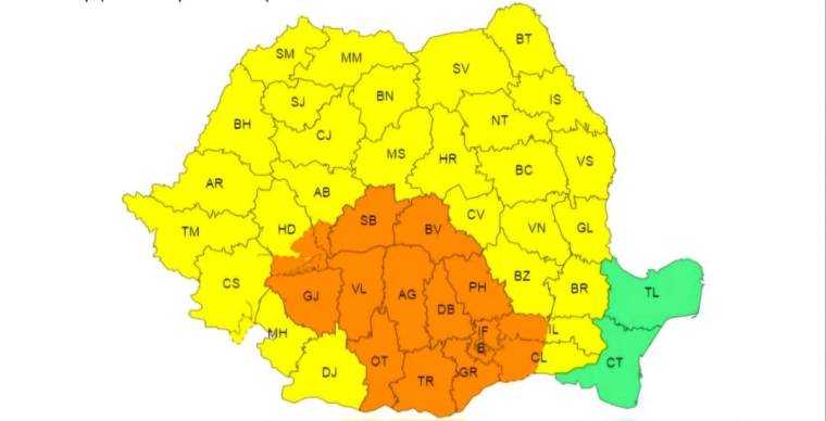 Recomandările ISU Argeș în condițiile de cod portocaliu și cod galben în Muntenia