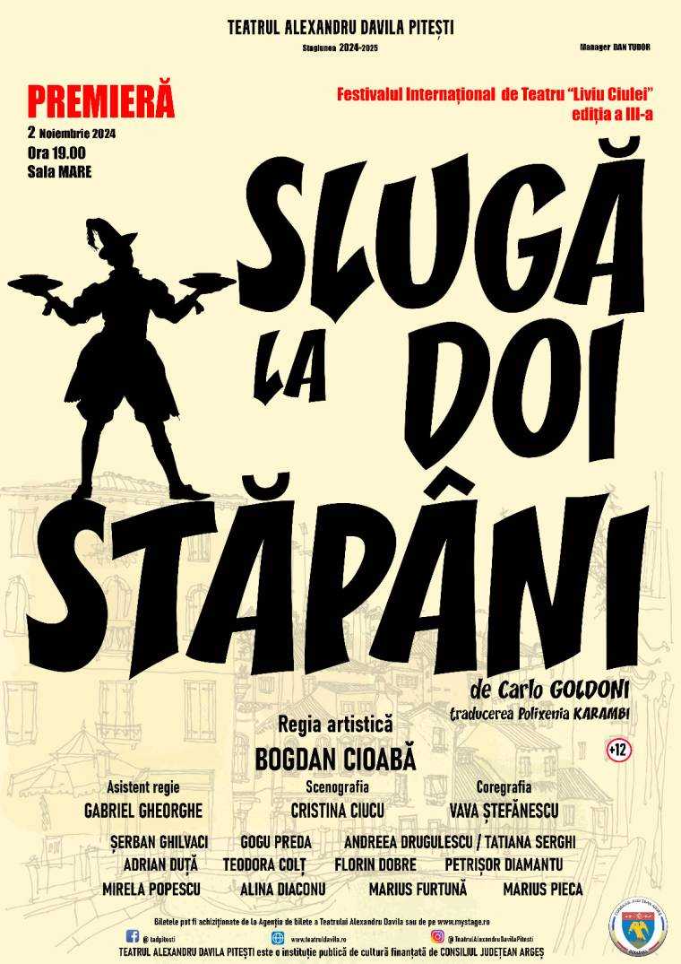 Premieră la teatrul din Pitești: „Slugă la doi stăpâni”