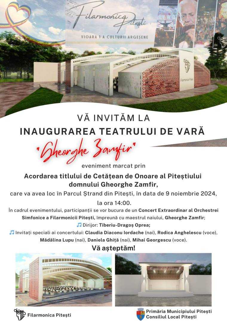 Gheorghe Zamfir – invitat de onoare la inaugurarea Teatrului de Vară din Pitești!