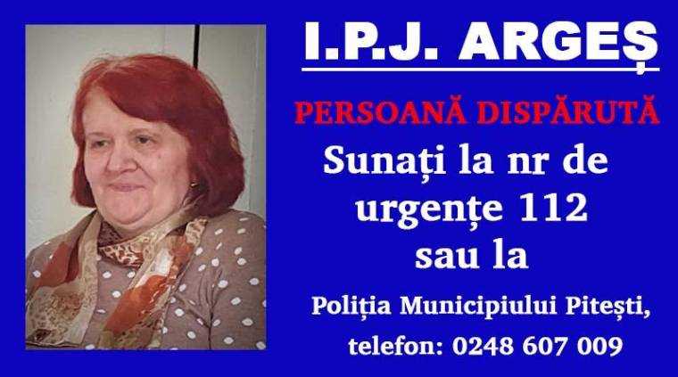 Poliția din Argeș e în alertă! Femeie dispărută. Unde a fost văzută ultima dată