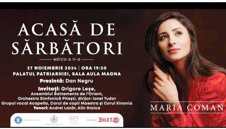 Orchestra Filarmonicii Piteşti, concert la Patriarhia Română, alături de Maria Coman