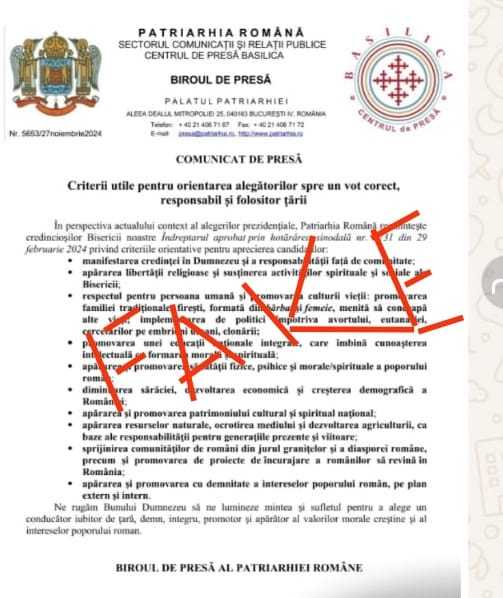 Fake News! Campanie electorală făcută de biserică denunțată ca fiind falsă