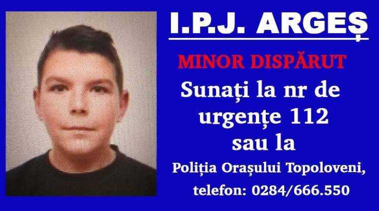 Poliția din Argeș, în alertă. Un băiat a dispărut după ce a plecat de la școală