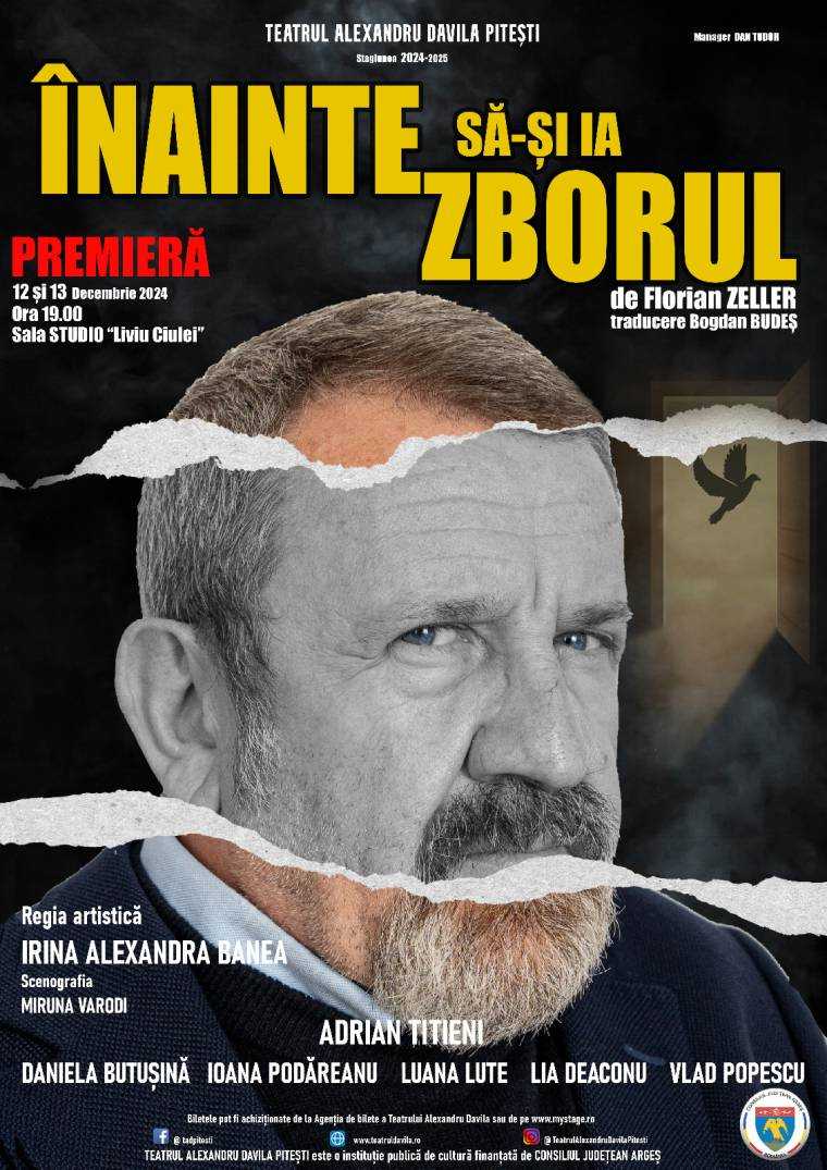 Premieră la teatrul din Pitești: „Înainte să-și ia zborul”. O tulburătoare poveste de familie