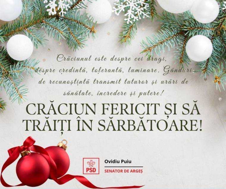 Senatorul Ovidiu Puiu: Gânduri de recunoștință transmit tuturor și urări de sănătate, încredere și putere!