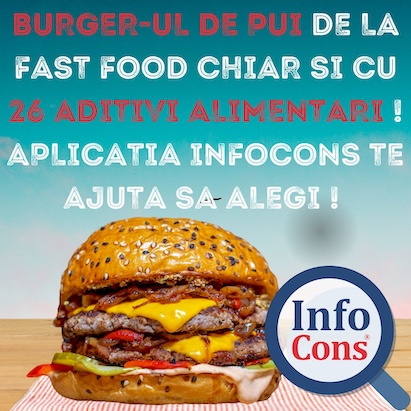 INFOCONS: Burger-ul de pui de la fast food – chiar si cu 26 aditivi alimentari